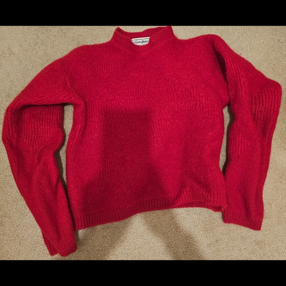 Yves Saint Laurent Red Cowl Neck Sweater